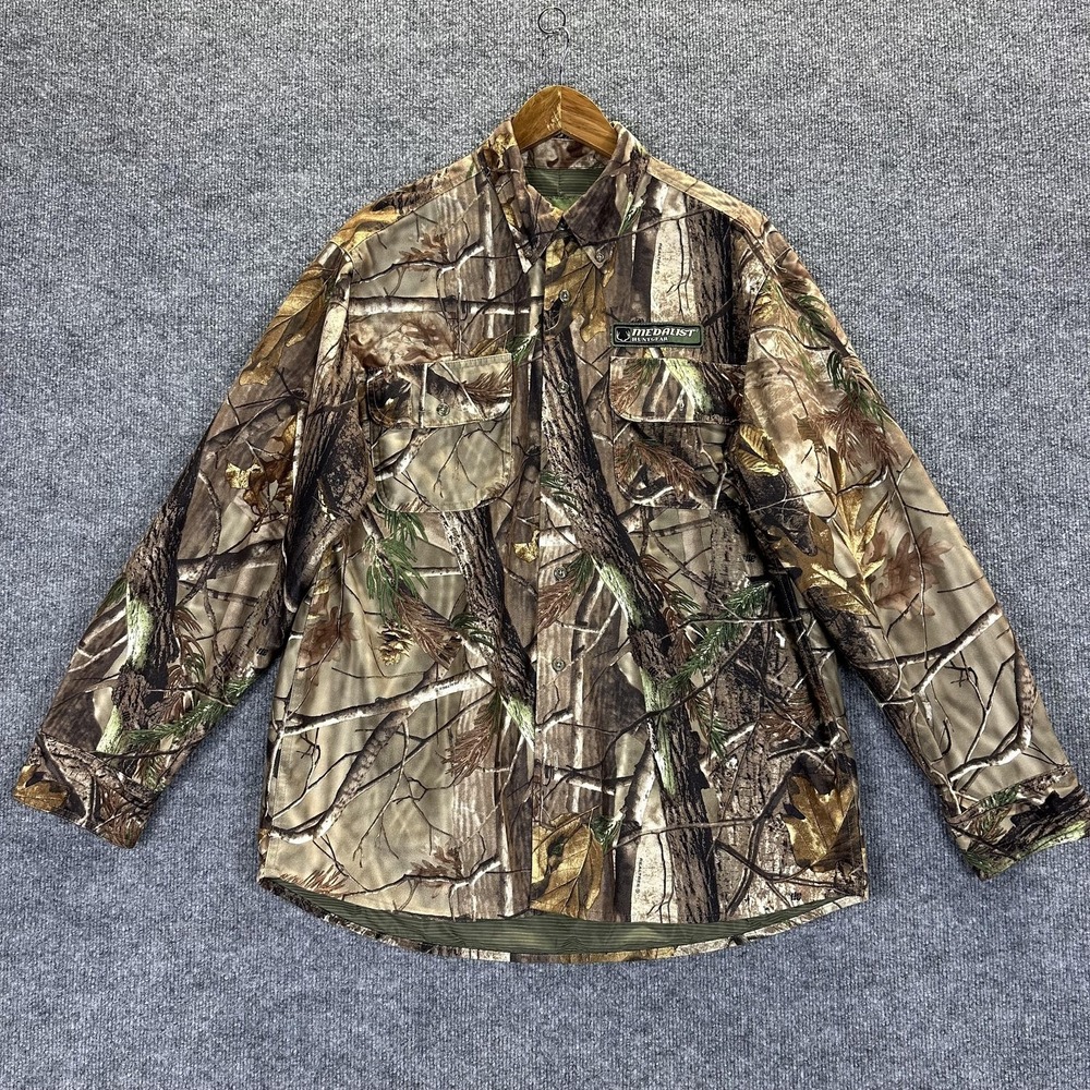 Medalist SilverMax Shirt Jacket Mens XL Brown Realtree Camo Hunting Shaket